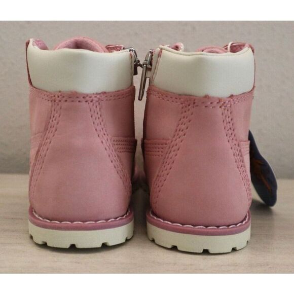Timberland Toddler Girls' Sz 8M Light Pink Nubuck Pokey Pine 6" Side Zip Boots - Picture 3 of 14